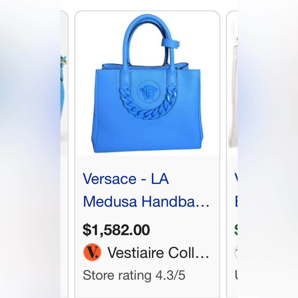 Versace La Medusa Large Chain Tote Bag Blue Women's Handbag crossbody purse - Picture 10 of 16